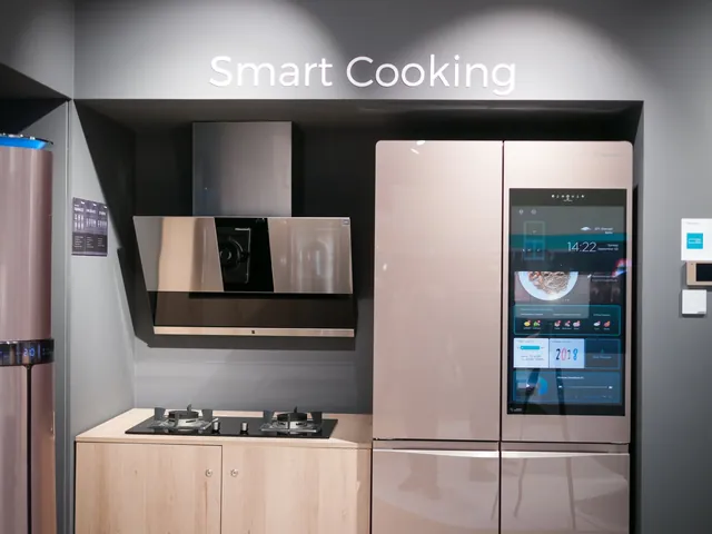 Hisense kitchen display with a smart refrigerator and cooktop